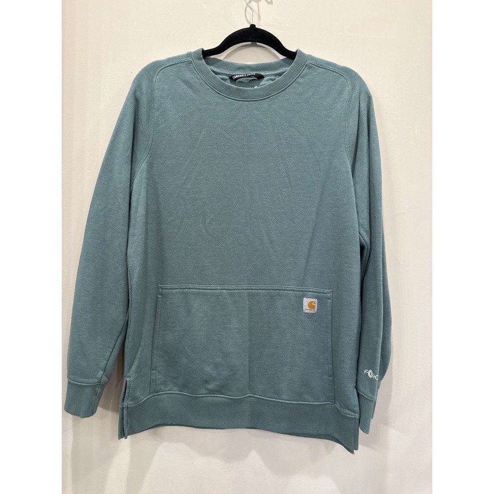 Women's Carhartt Force Relaxed Fit Lightweight Sweatshirt Green Size Medium 8/10
